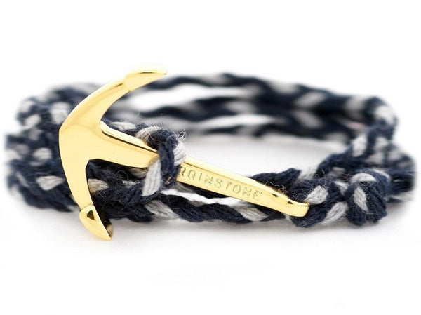 Virginstone Cotton Bracelet - Anchor Bracelet Blue, White And Gold