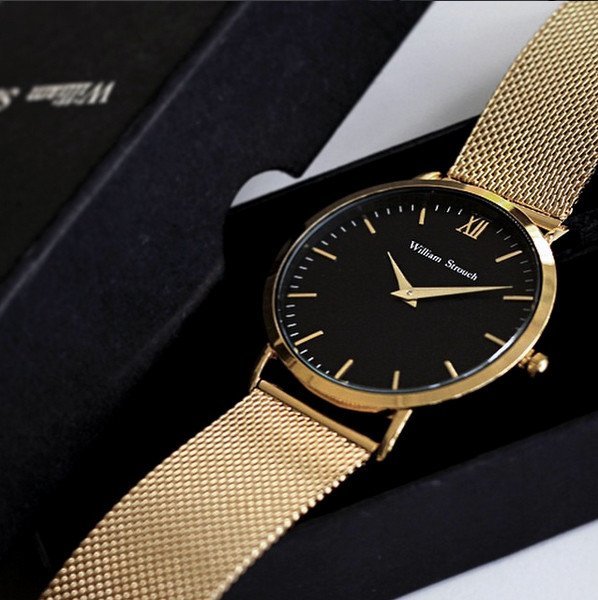 William Strouch Watch - CLASSIC BLACK+ GOLD STRAP