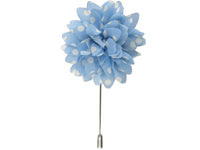 Lapel Pin - Lapel Flower Sky Blue Polka